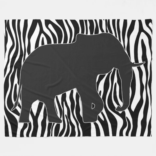 Zebra Stripes Pattern met Elephant + uw ideeën Fleece Deken (Voorkant (Horizontaal))