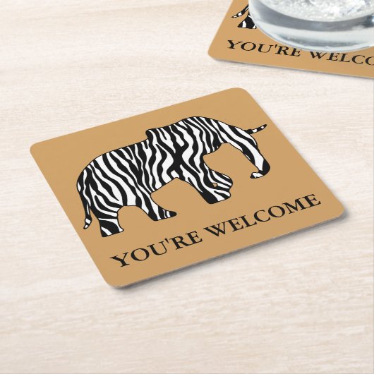 Zebra Stripes Pattern met Elephant + uw ideeën Kartonnen Onderzetters (Schuin)