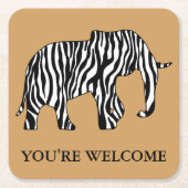 Zebra Stripes Pattern met Elephant + uw ideeën Kartonnen Onderzetters (Voorkant)