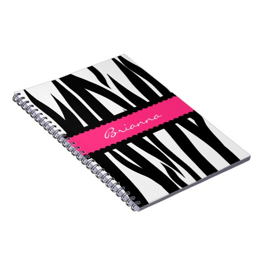 Zebra Stripes Pattern - Persoonlijke naam notebook Notitieboek (Rechterzijde)
