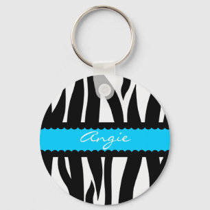Zebra Stripes Pattern Persoonlijke naam Sleutelhan Sleutelhanger