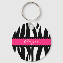 Zebra Stripes Pattern Persoonlijke naam Sleutelhan Sleutelhanger