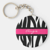 Zebra Stripes Pattern Persoonlijke naam Sleutelhan Sleutelhanger (Voorkant)