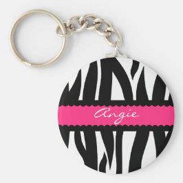 Zebra Stripes Pattern Persoonlijke naam Sleutelhan Sleutelhanger