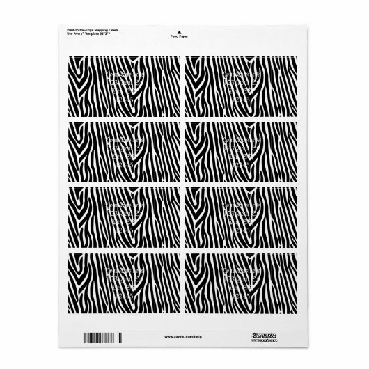 Zebra Stripes Pattern Thunder_Cove Etiket (Full Sheet)