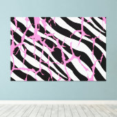 Zebra Stripes Pink Grunge Modern Canvas Afdruk (Insitu (Houten vloer))
