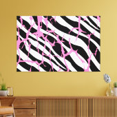 Zebra Stripes Pink Grunge Modern Canvas Afdruk (Insitu (Woonkamer))