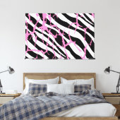 Zebra Stripes Pink Grunge Modern Canvas Afdruk (Insitu (Slaapkamer))