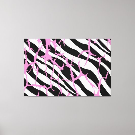 Zebra Stripes Pink Grunge Modern Canvas Afdruk (Voorkant)