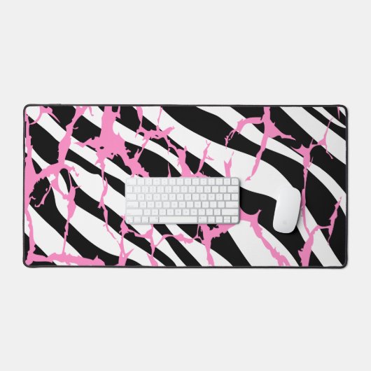 Zebra Stripes Pink Grunge Modern Canvas Bureaumat (Keyboard & Muis)