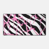 Zebra Stripes Pink Grunge Modern Canvas Bureaumat (Voorkant)