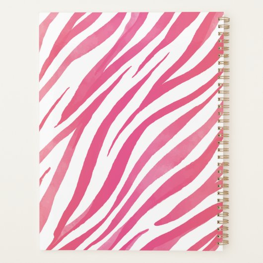 Zebra Stripes Pink Wild Animal Print Planner (Achterkant)