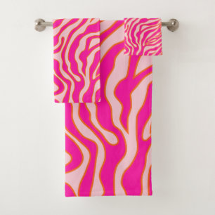 Zebra Stripes Roze Oranje Wilde Dierafdrukken Bad Handdoek