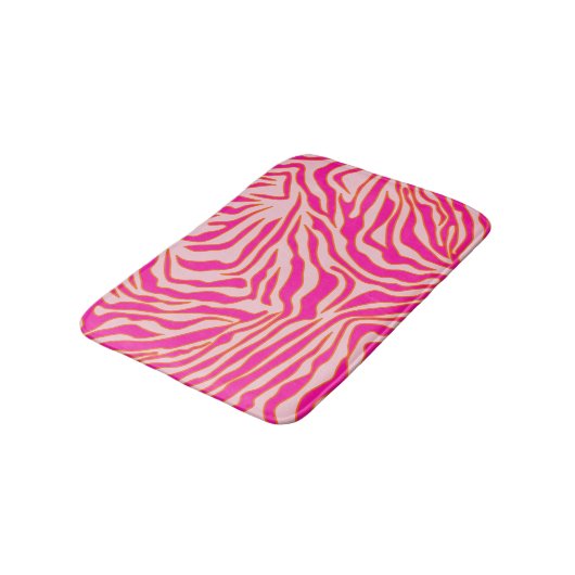Zebra Stripes Roze Oranje Wilde Dierafdrukken Badmat (Gekanteld)