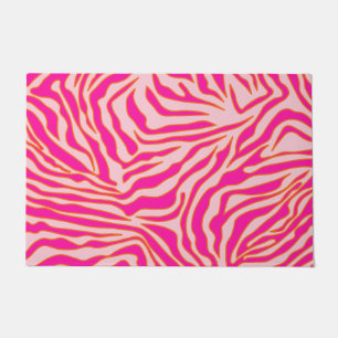 Zebra Stripes Roze Oranje Wilde Dierafdrukken Deurmat