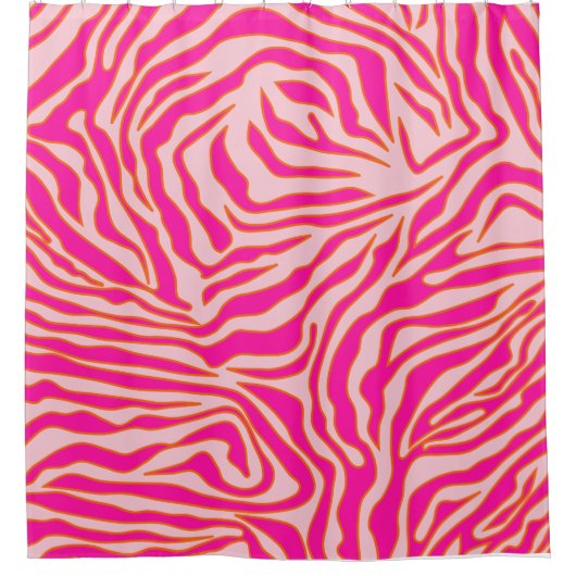 Zebra Stripes Roze Oranje Wilde Dierafdrukken Douchegordijn (Voorkant)