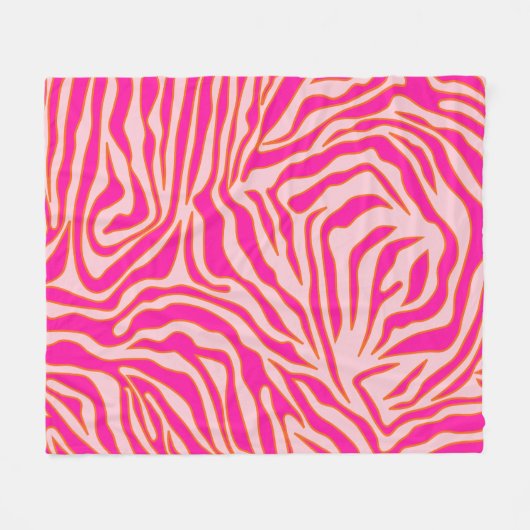 Zebra Stripes Roze Oranje Wilde Dierafdrukken Fleece Deken (Voorkant (Horizontaal))