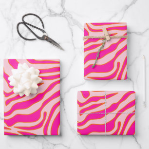 Zebra Stripes Roze Oranje Wilde Dierafdrukken Inpakpapier Vel