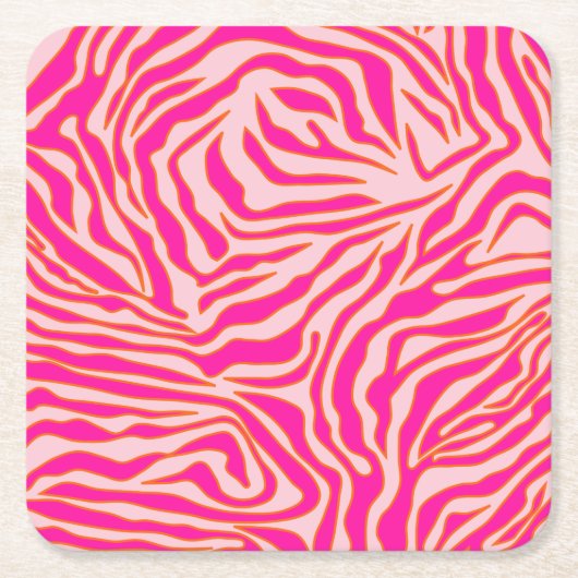 Zebra Stripes Roze Oranje Wilde Dierafdrukken Kartonnen Onderzetters (Voorkant)