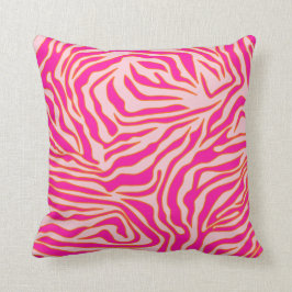 Zebra Stripes Roze Oranje Wilde Dierafdrukken Kussen