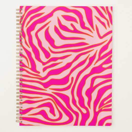 Zebra Stripes Roze Oranje Wilde Dierafdrukken Planner (Voorkant)