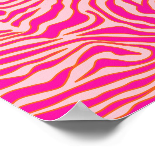 Zebra Stripes Roze Oranje Wilde Dierafdrukken Poster (Hoek)