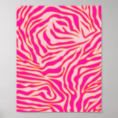 Zebra Stripes Roze Oranje Wilde Dierafdrukken Poster (Voorkant)