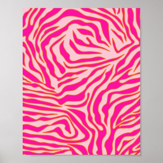 Zebra Stripes Roze Oranje Wilde Dierafdrukken Poster (Voorkant)