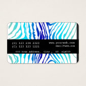 Zebra Stripes Turquoise Blue Bold Monogram Visitekaartje (Achterkant)
