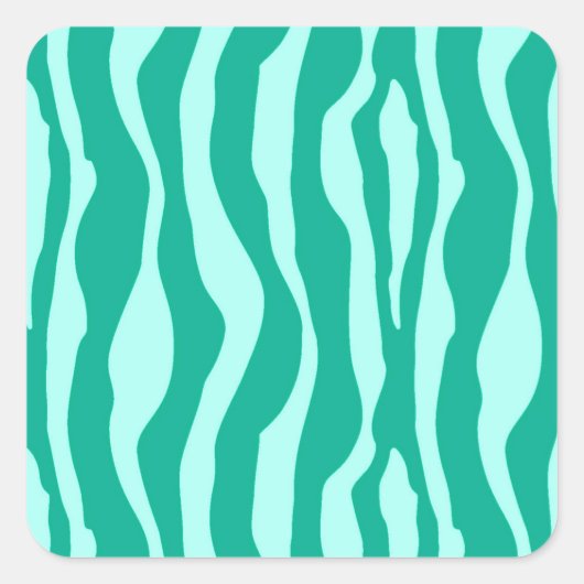Zebra Stripes, Turquoise en Aqua Vierkante Sticker (Voorkant)
