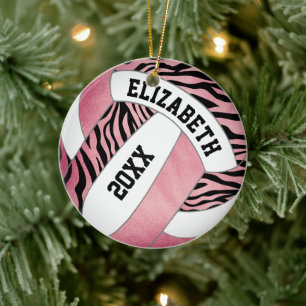 zebra stripes w roos goud gepersonaliseerde volley keramisch ornament