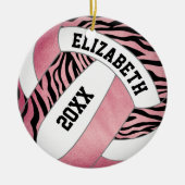 zebra stripes w roos goud gepersonaliseerde volley keramisch ornament (Voorkant)