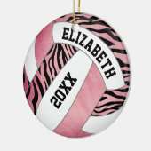 zebra stripes w roos goud gepersonaliseerde volley keramisch ornament (Links)