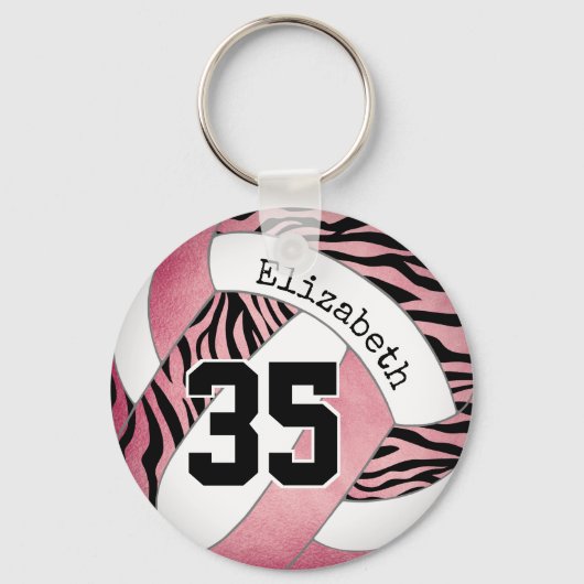 zebra stripes w roos goud gepersonaliseerde volley sleutelhanger (Voorkant)