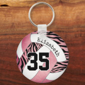 zebra stripes w roos goud gepersonaliseerde volley sleutelhanger (Achterkant)