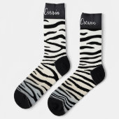 Zebra Stripes Wild Animal Print Persoonlijke naam Sokken (Links)