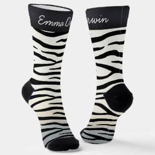 Zebra Stripes Wild Animal Print Persoonlijke naam Sokken