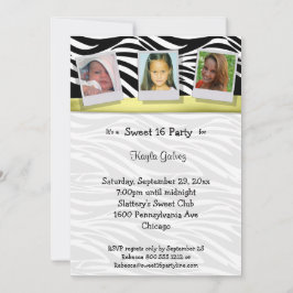Zebra Stripes Yellow Ribbon Fotopartij nodigt uit Kaart