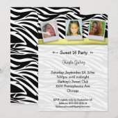 Zebra Stripes Yellow Ribbon Fotopartij nodigt uit Kaart (Voorkant / Achterkant)