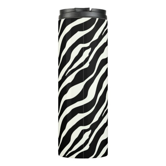 Zebra Stripes - Zwart en Wit Thermosbeker (Achterkant)
