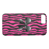 Zebra Stripes, zwart, roze, Bow iPhone 7 Hoesje (Achterkant (Horizontaal))