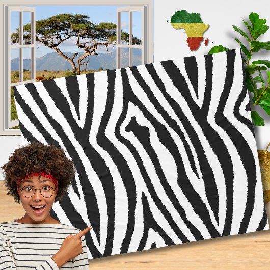 Zebra Stripes Zwart & Wit | Safari Animal Print Fleece Deken