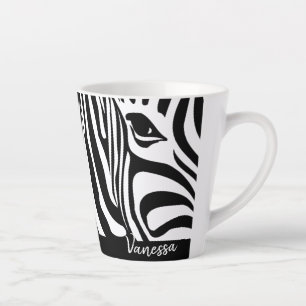 Zebra strips Dierenbeschermingspatroon met naam Latte Mok