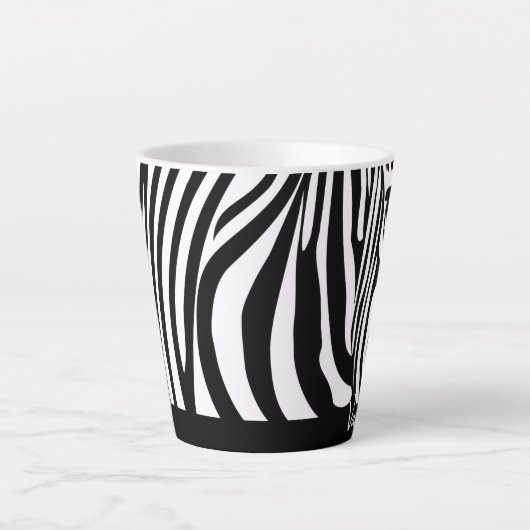 Zebra strips Dierenbeschermingspatroon met naam Latte Mok (Voorkant)