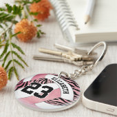 zebra strips voor roze meisjes volleybal sleutelhanger (Voorkant Rechts)