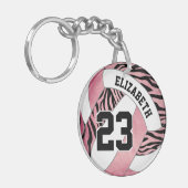 zebra strips voor roze meisjes volleybal sleutelhanger (Voorkant Links)