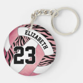 zebra strips voor roze meisjes volleybal sleutelhanger (Achterkant)