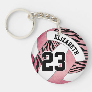 zebra strips voor roze meisjes volleybal sleutelhanger