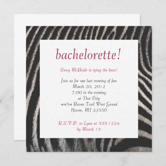 Zebra Style Invite Kaart (Voorkant / Achterkant)