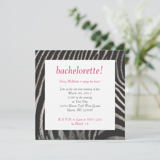 Zebra Style Invite Kaart (Staand voorkant)
